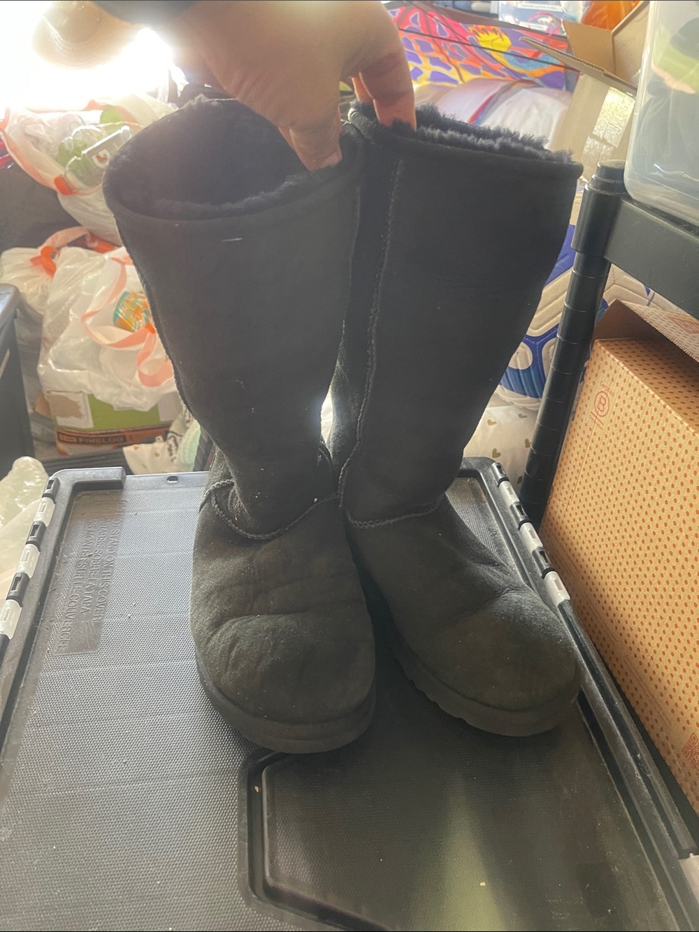 UGG Black Tall Shearling Lined Boots